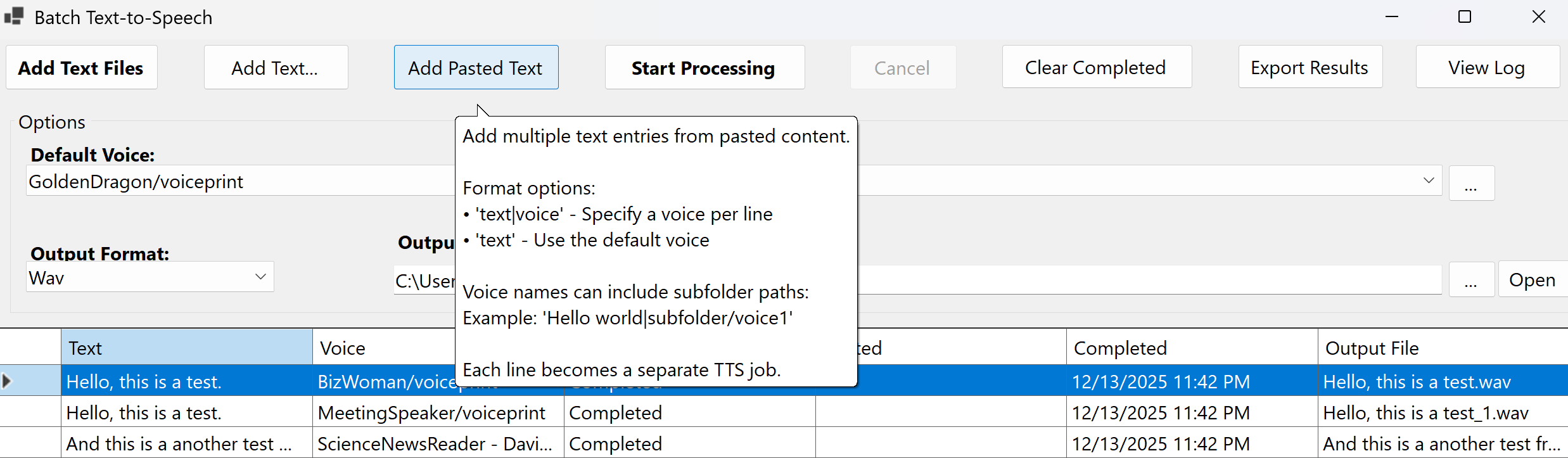 Batch Text-to-Speech Interface