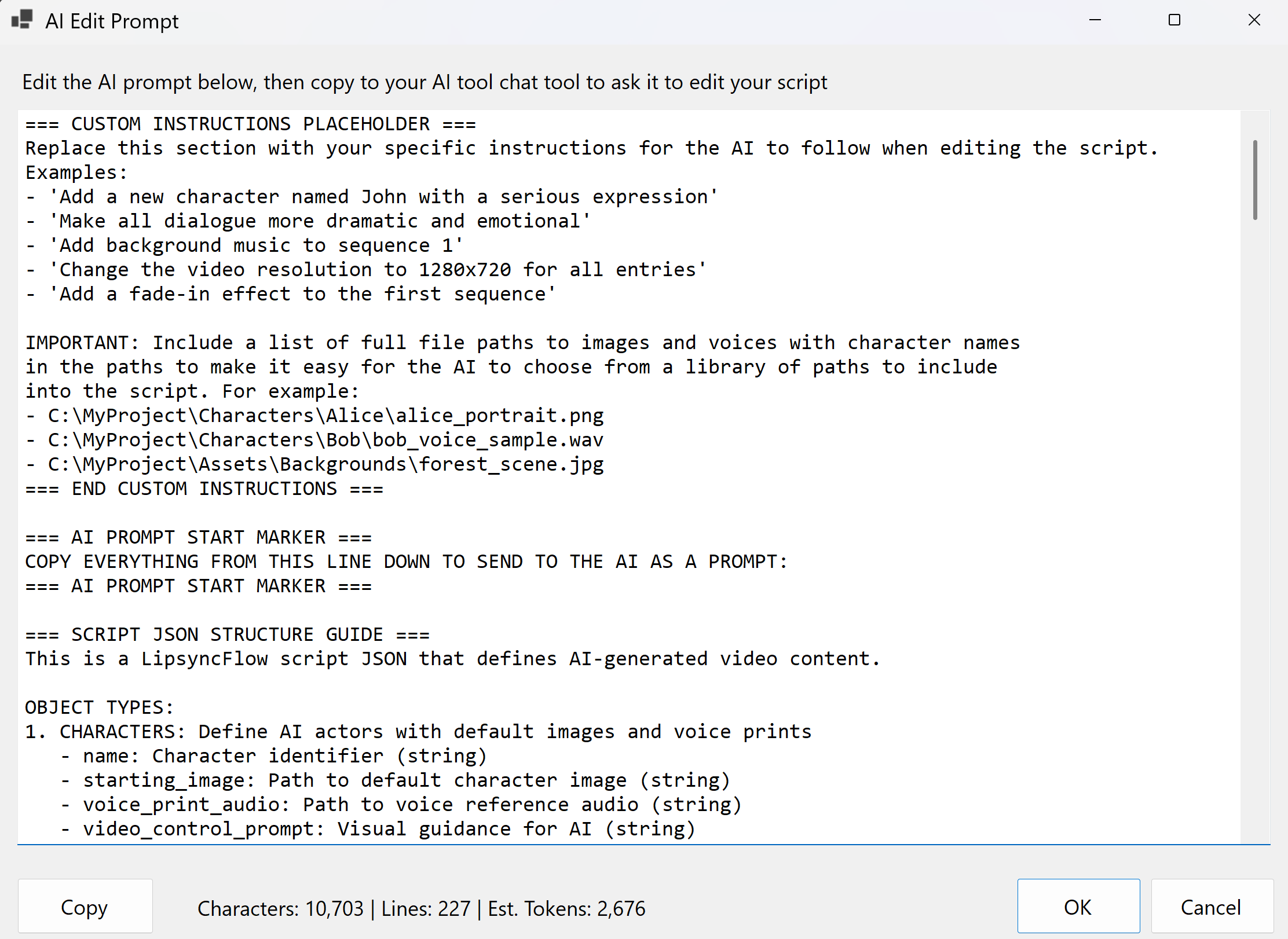 Screenshot of the AI Edit Prompt dialog